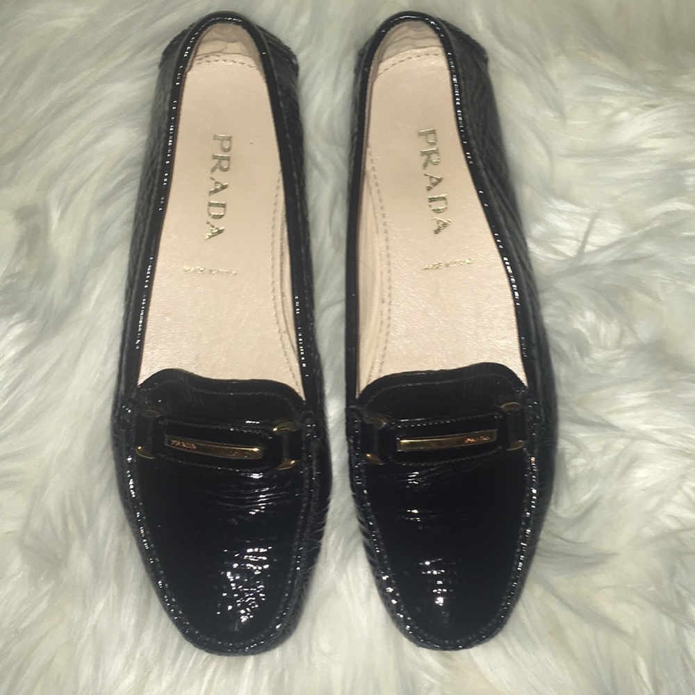 Embossed leather Prada loafers
